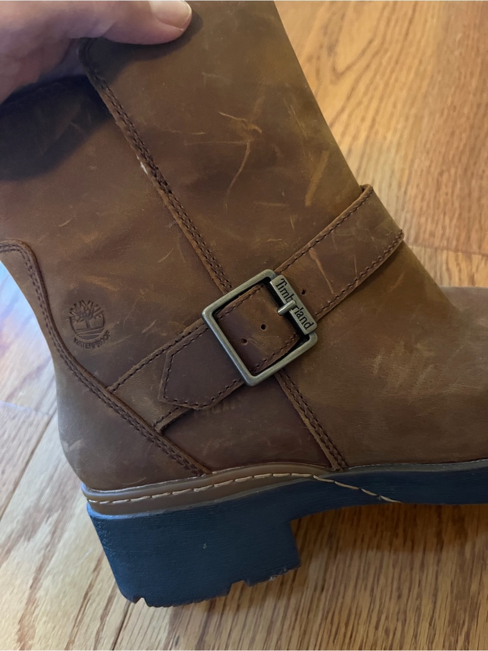 Timberland Women's Brown Leather Buckle Ankle Boots